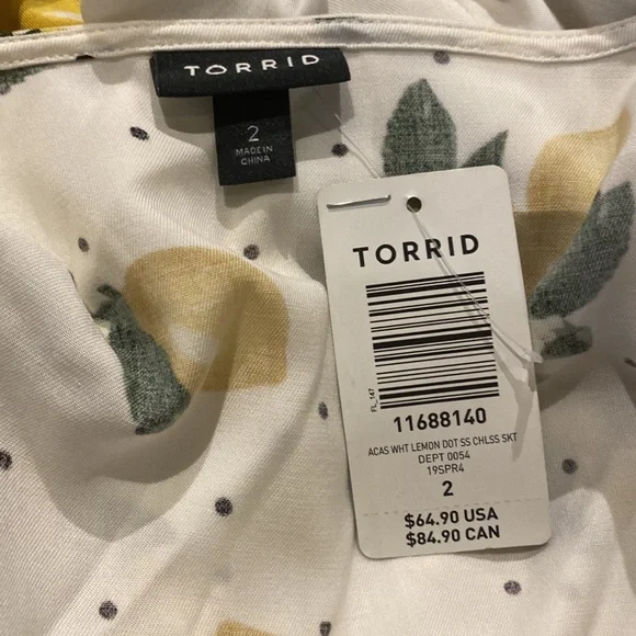 Torrid Stretch Challis Lemons Dress NWT 2 - Picture 4 of 5